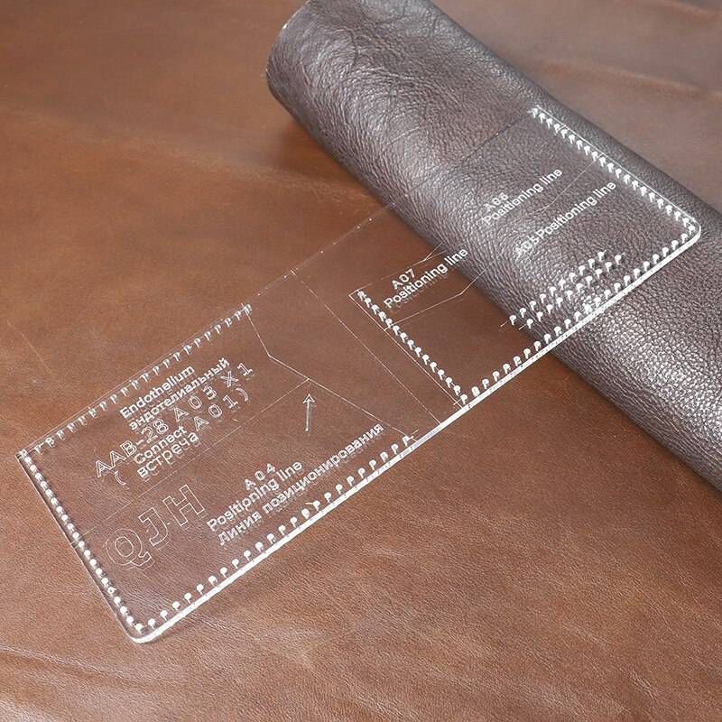 Molde para carteira de couro curto acrílico, faça você mesmo, artesanato, papel kraft, desenho, padrão de costura, ferramenta de artesanato de couro 9.5cm * 11.5cm * 2cm