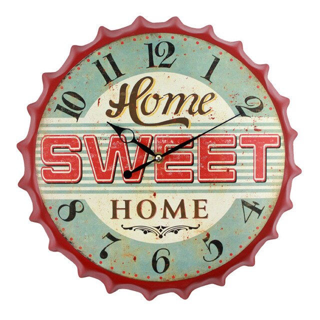 35cm Bottle Cap 3D Wall Clock Retro Beer Wine Modern Iron Metal Silent Quartz Clocks Bar Living Room Home Decor: SWEET