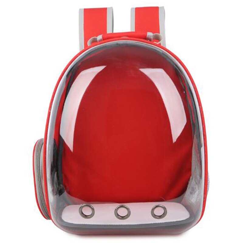 Udendørs bærbar bærer gennemsigtig kæledyrs taske åndbar plads kapsel bærerygsæk til lille kattehund: Rød