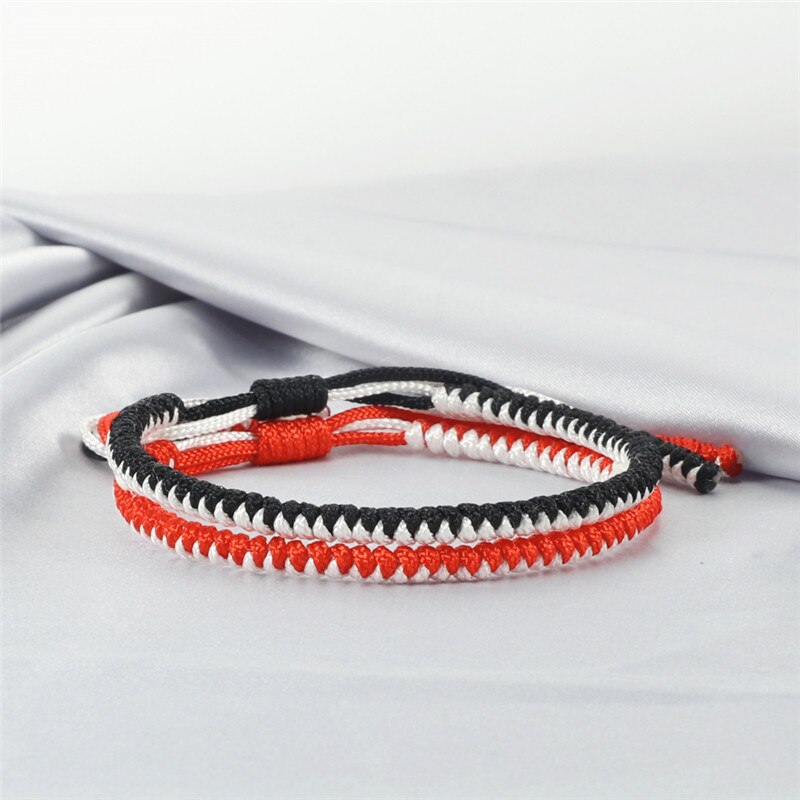 Zwart Rood Touw Handgemaakte Armband Vrouwen Charm Lucky Verstelbare Knopen Tibetaanse Boeddhistische Armbanden & Bangles Voor Mannen Beste Vriend