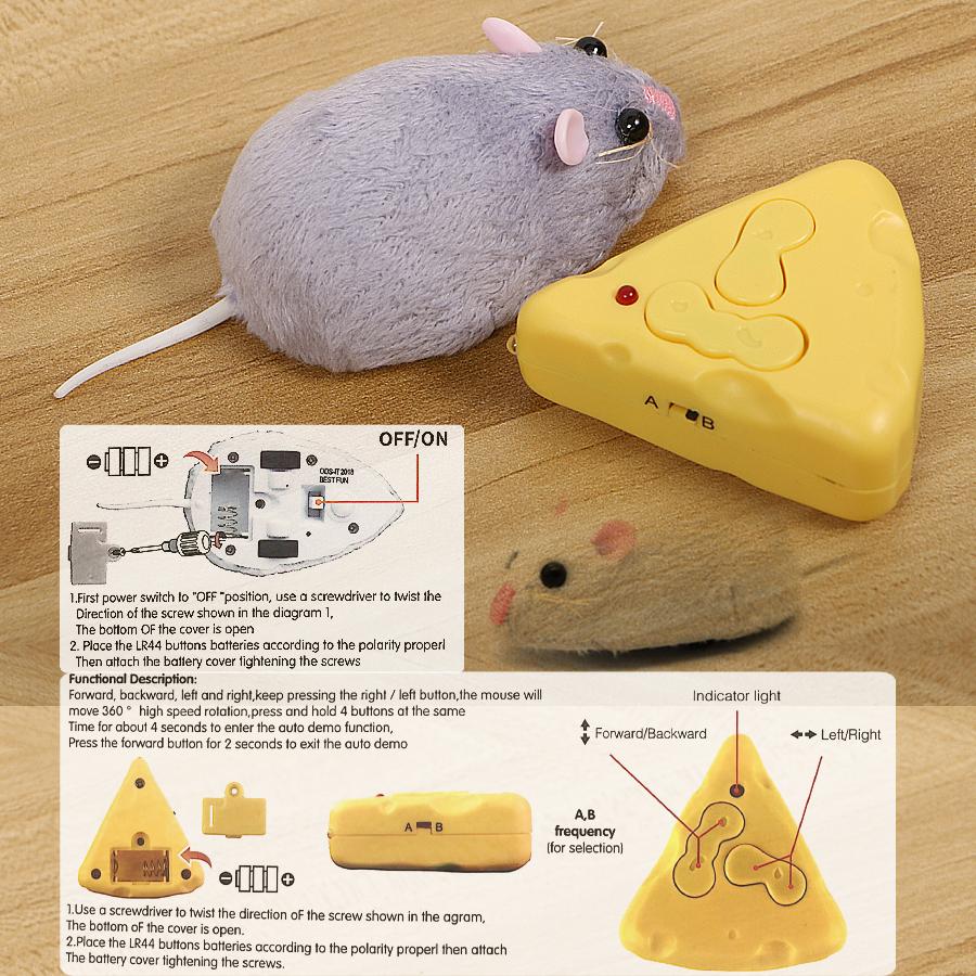 Wireless Electronic Remote Control Rat Plush RC Mouse Toy Flocking Emulation Toys Rat for Cat Dog,Joke Scary Trick Toys
