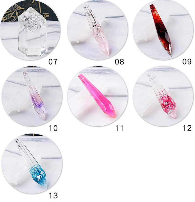 SNASAN Crystal pendulum wisiorek z otworem silikonowe formy narzędzie jubilerskie żywica epoksydowa UV formy suszony kwiat żywica dekoracyjne rzemiosło