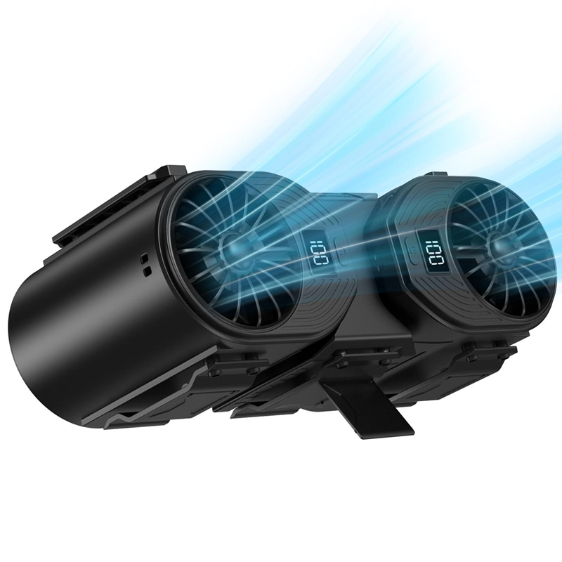 Genopladelig xiaomi talje-halsventilator 10000 mah 20000 o/min 24h driftstider 5 hastigheder dobbelte motorer bælteklips udendørs kontorkøleventilator: Mørkegrå