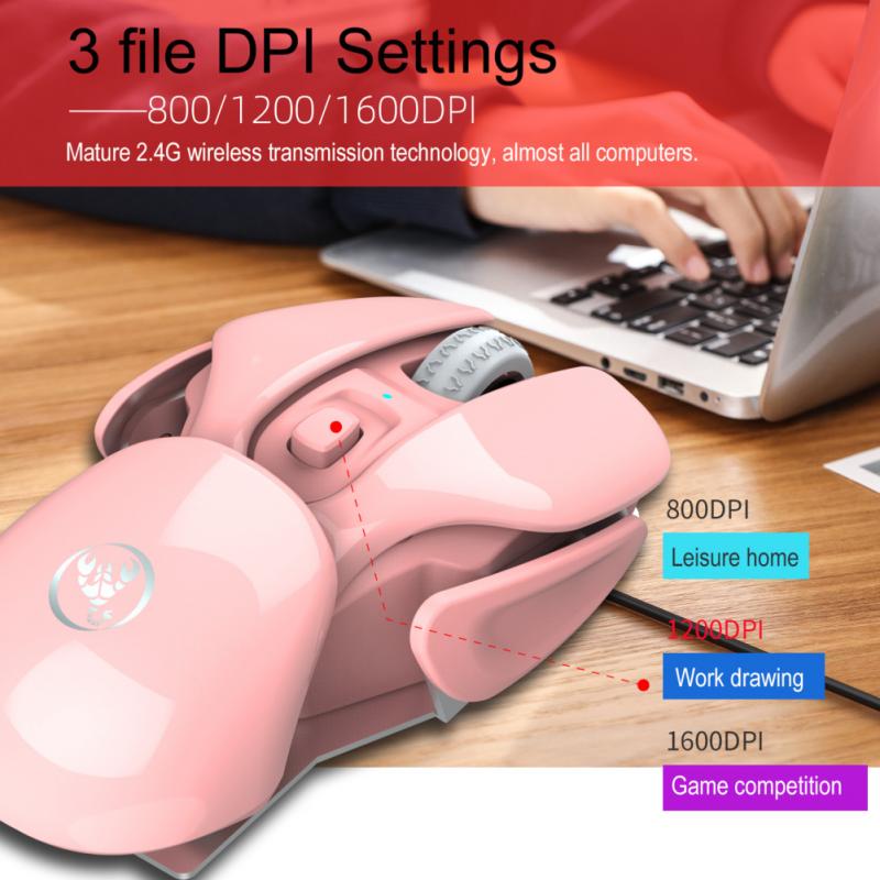 2.4GHz Silence Wireless Gaming Mouse Rechargeable Ergonomic Adjustable 1600 DPI Mice For PC Laptop Office Mice