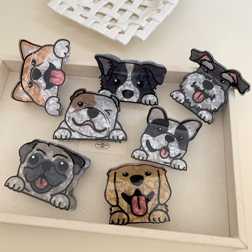 Lovely Acrylic Cartoon Dog Hair Claw Korean Style Puppy Schnauzer Crab Clip Cute Small Shark Clip Daily