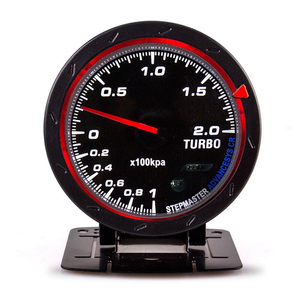 Jauge Turbo Boost de voiture, 60MM, avec éclairage rouge et blanc, 0 ~ 200 Kpa, Type de barre noire, moteur pas à pas, jauge de pression Turbo