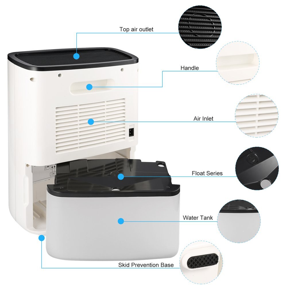 AIRPLUS 65W 110-240V 2.5L Home Air Dehumidifier Semiconductor Desiccant Moisture Absorbing Air Dryer Purify Electric Cooling