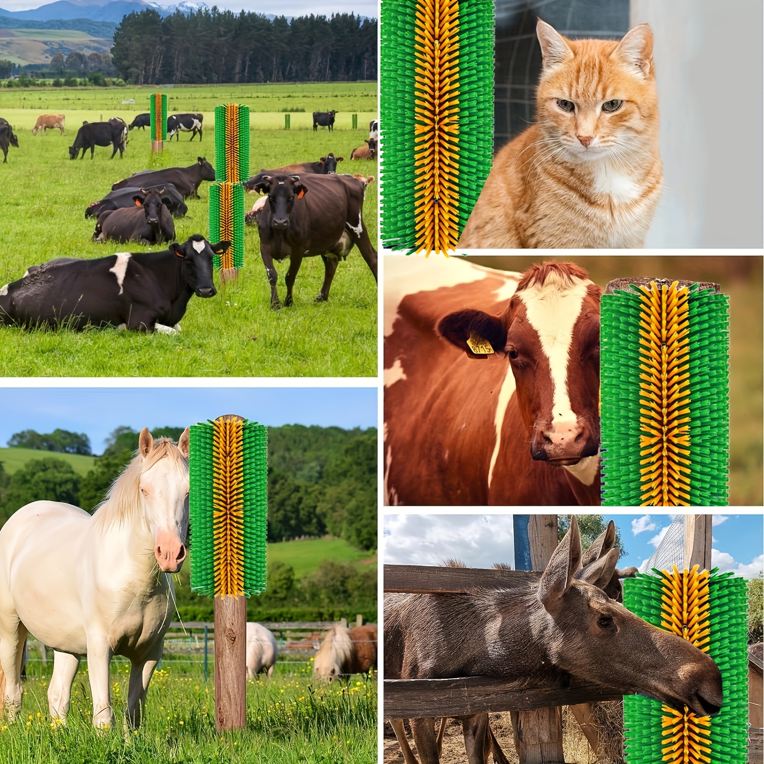 Cepillo para rascar ganado, cepillos para caballos para el cuidado, cepillo para vacas, alivio de la picazón, cepillos de masaje para ganado ecuino, cabra, oveja, cerdo