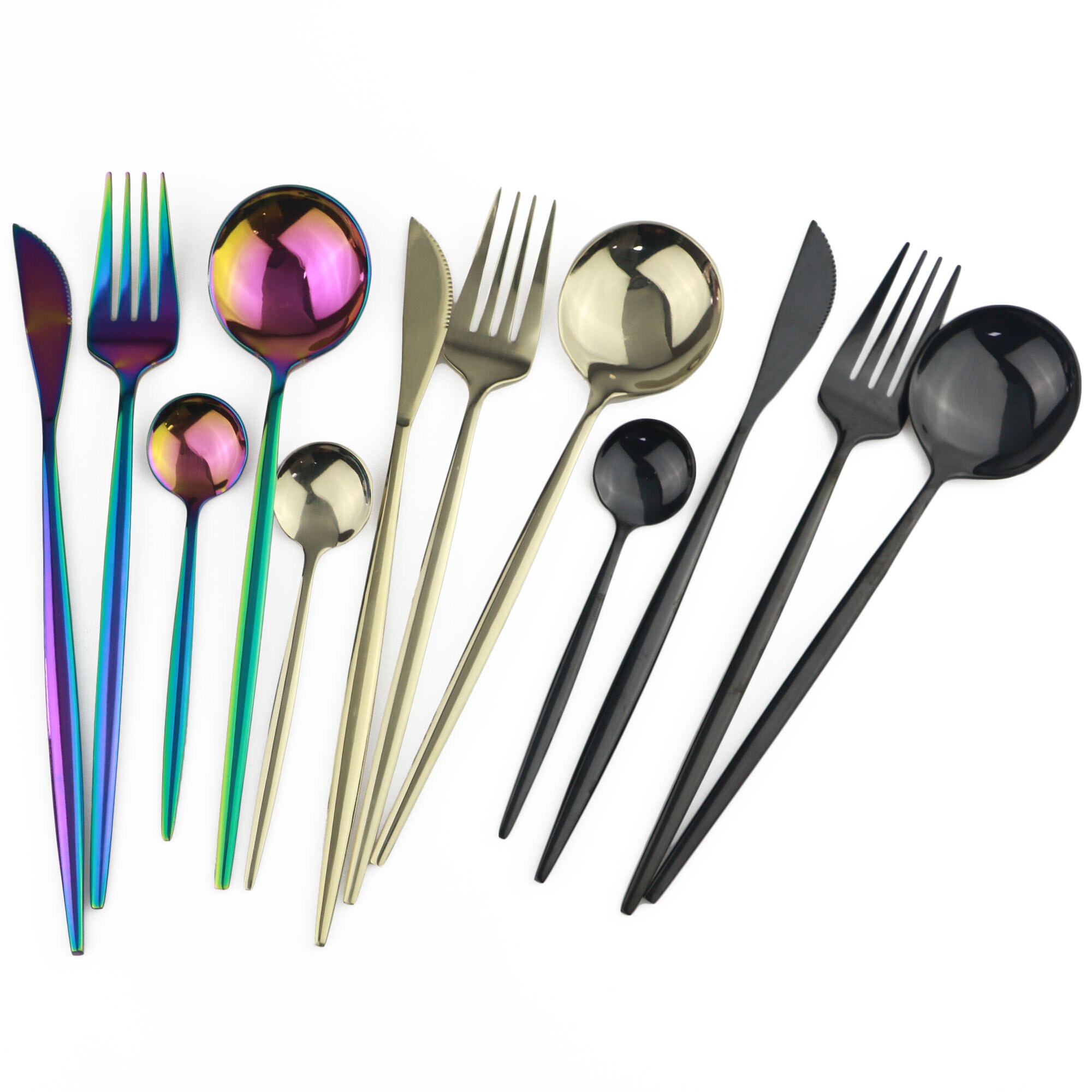 Ensemble de 24 couverts en acier inoxydable, couverts noirs, cuillère, fourchette 304 couteau, couverts occidentaux pour mariage, sécurité lave-vaisselle