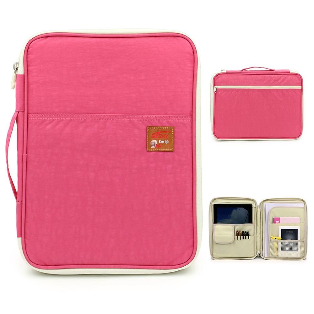 Multi-Functionele A4 Documenten Zakken Portfolio Organisatoren Waterdichte Travel Pouch Ritssluiting Case Voor Ipads, Notebooks, Pennen: Rose Red