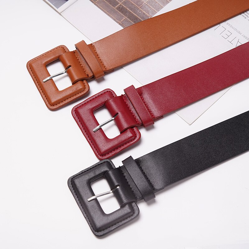 Cinturones morados para mujer, corsé rojo ancho, cinturilla para Vaqueros, vestido grande, fajas, abrigo, correa de cuero