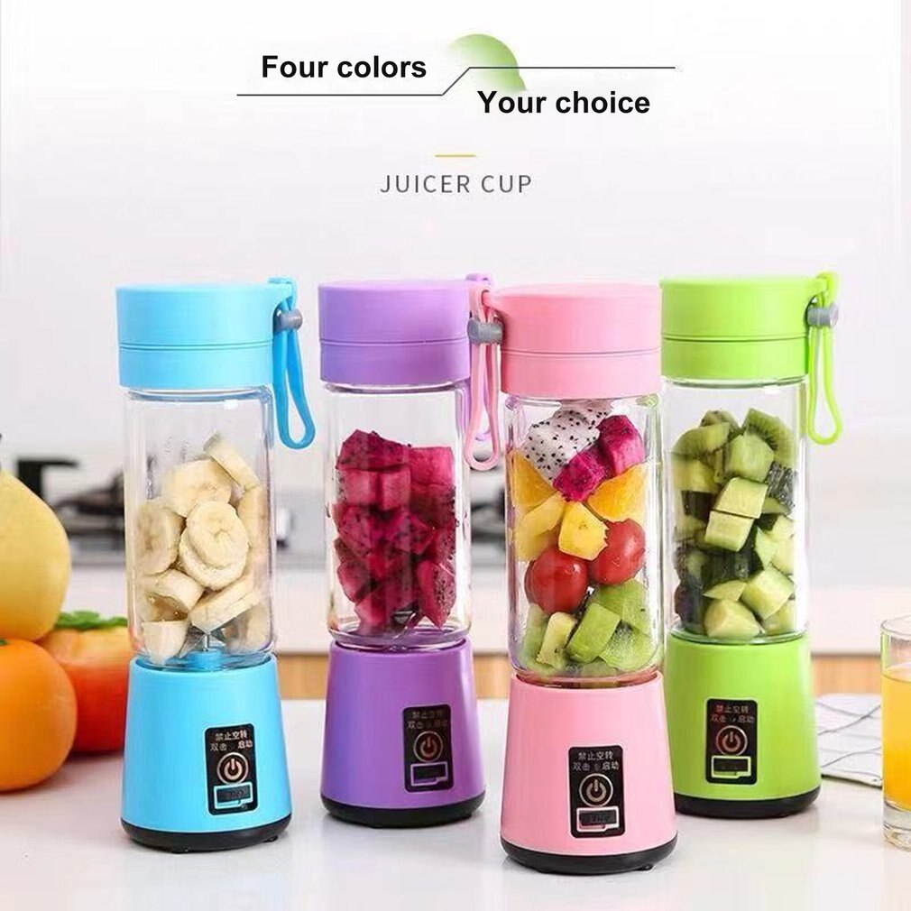 Licuadora eléctrica portátil recargable por USB de 380ML, licuadora batidora, mezcladora de zumos, batidora rápida, procesadora de alimentos