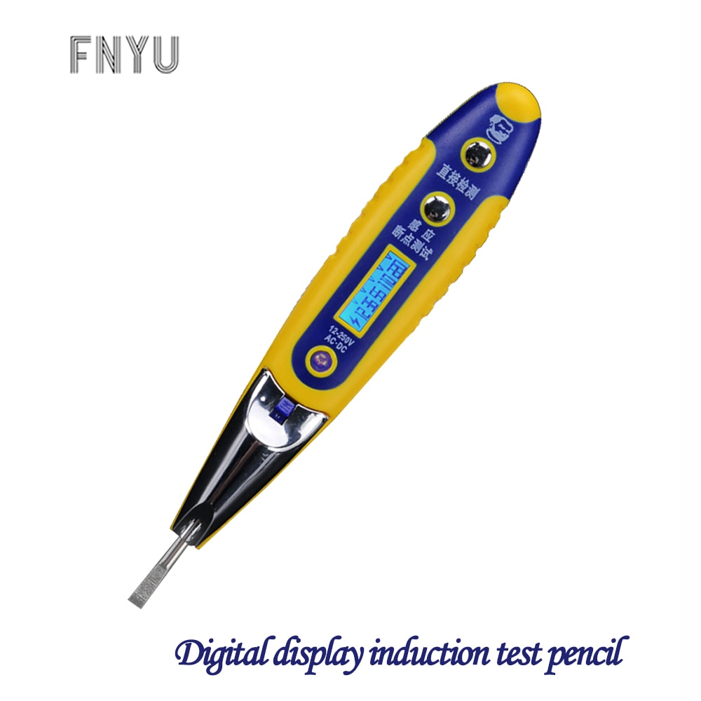 Mekanisk digitalt display ledet induktionstest blyant 12-250v vekselstrøm dc brydepunkt linje detektion elektriker husholdningselektroskop