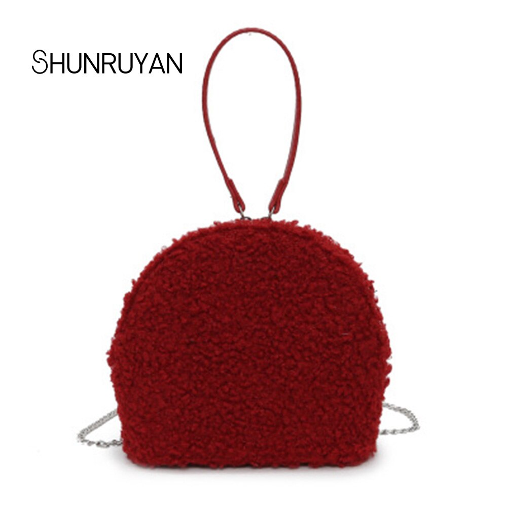 Shunruyan damväska vintage filt skal handväska axelväska crossbody väska damväska klänning: Röd