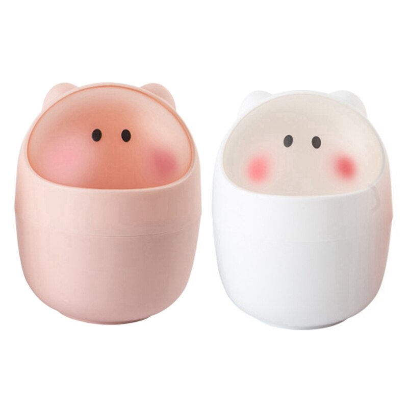 2 Pcs Mini Waste Bin Desktop Garbage Basket Cleaning Barrel Small Desk Organizer Storage Dustbins Animal Trash Can Pape: Default Title
