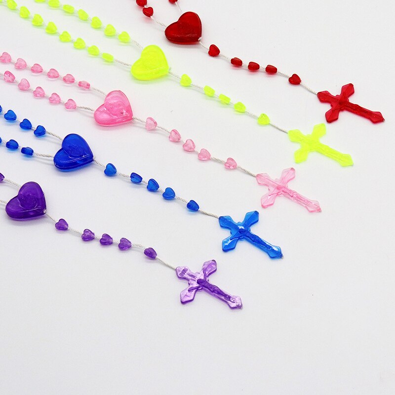 Heymamba Inri Katholieke Gebed Jezus Kruis Hanger Ketting Charme Kleur Hart Bead Crucifix Cross Ketting Sieraden