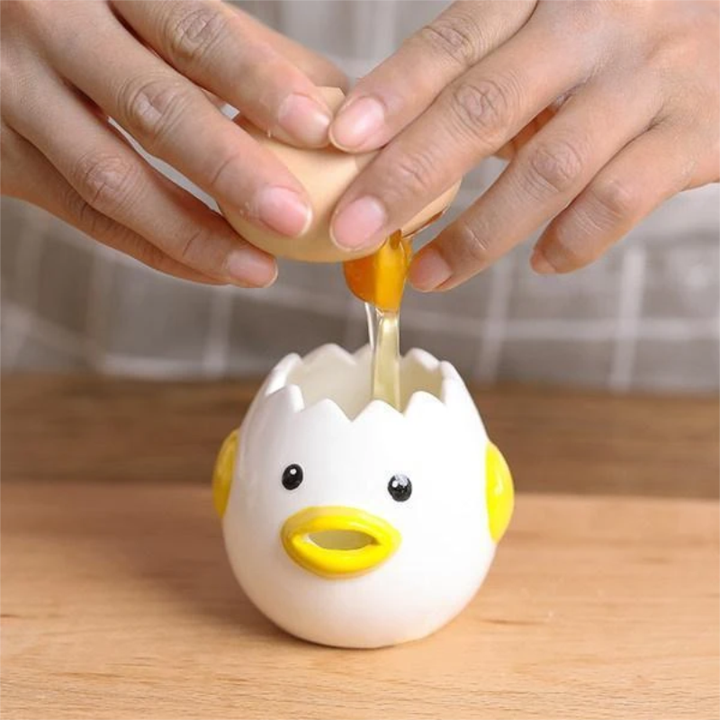 Ceramic Egg Separator for Baking Cartoon Chick Egg Divider White Egg Yolk Separator Egg Separator Tool Egg Holder