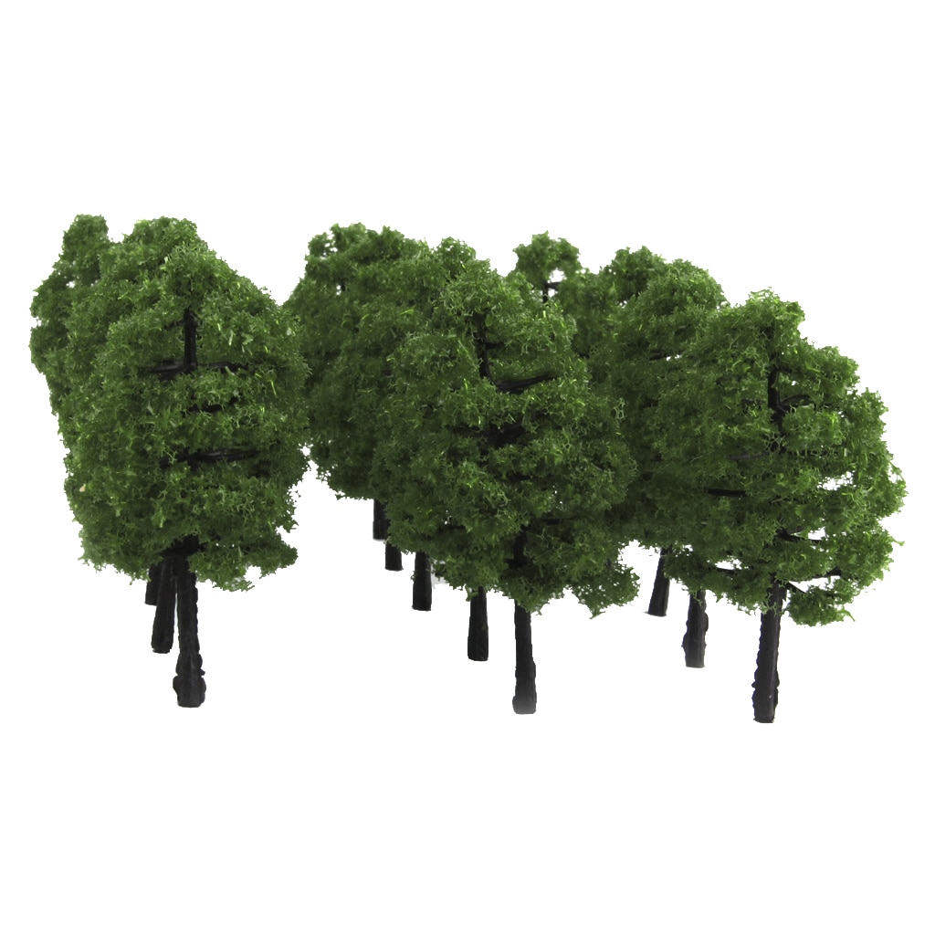 20 Stuks Plastic Model Bomen Trein Spoorweg Landschap Layout 1:100 Schaal Donkergroen Miniatuur Landschap Accessoire