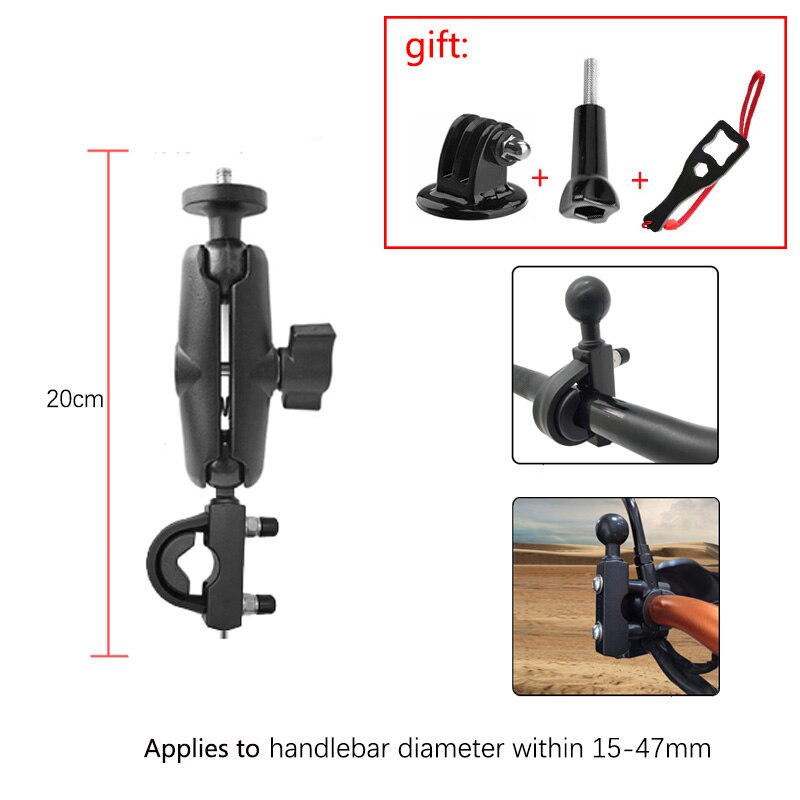 TUYU Motorcycle Bicycle Camera Rearview Mirror Holder with Adjustable Metal Fixed Bracket Stand For insta360 One X/R GoPro Max 9: SM-01-7