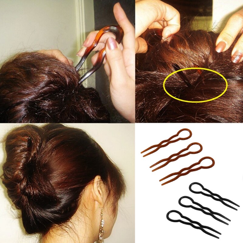 3pcs Vork Gereedschap Vlecht Kapsel Haar Vork U Vorm Vork Clips Pin Accessoires
