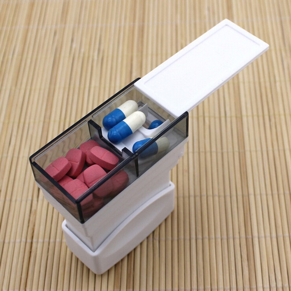 Tablet pille medicin knuser kværn male splitter cutter sikker organisere boks hjem rejse brug