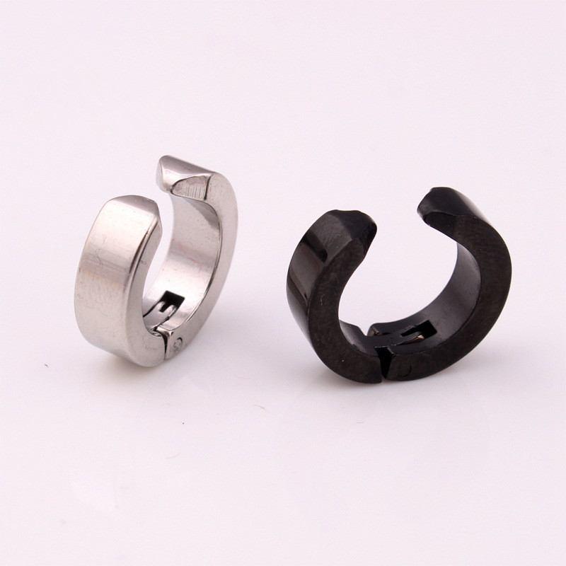 1pc ingen percing rustfrit stål basic magnet hoop øreringe til kvinder mænd hiphop metal sort farve magnetiske øreringe smykker  e362-3