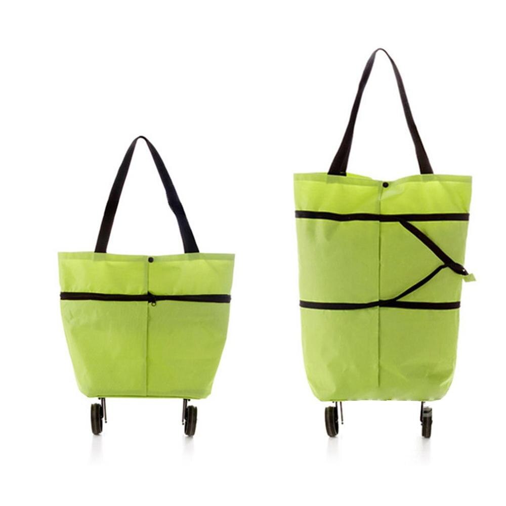 Sammenklappelig indkøbskurv bærbar bagagevogn holdbar sammenklappelig trækketaske sammenklappelige grøntsager arrangør vogn håndtaske