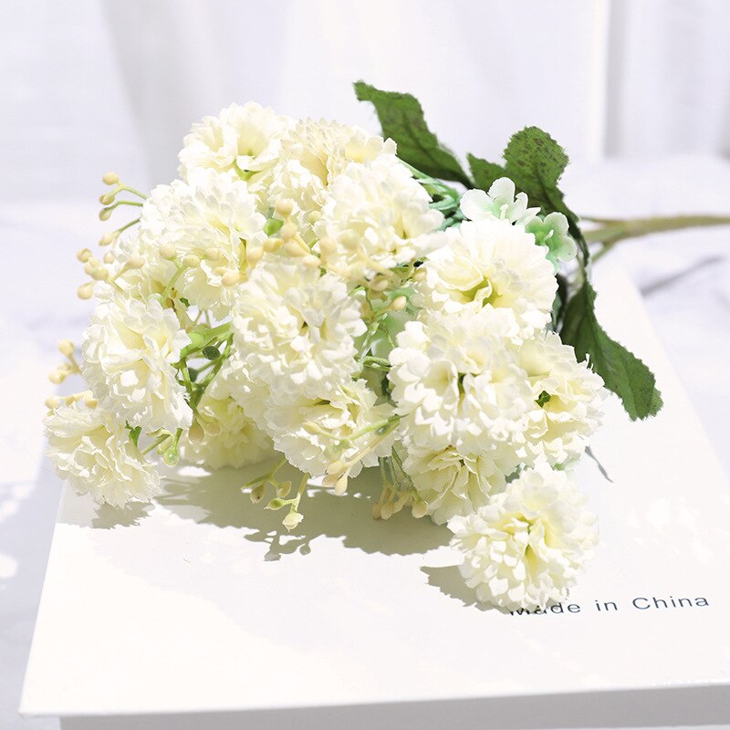 Lille flok kunstige blomster nelliker stue silkeblomst til boligindretning bryllup tilbehør dekoration: Hvid