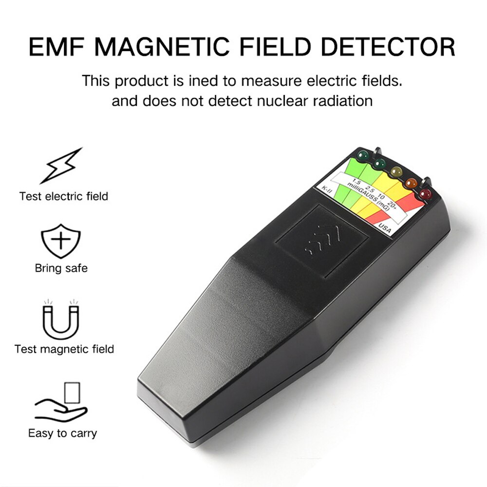 K2 champ électromagnétique EMF Gauss mètre dosimètre de rayonnement Portable EMF magnétics champ testeur de rayonnement moniteur 5 LEDs mètre