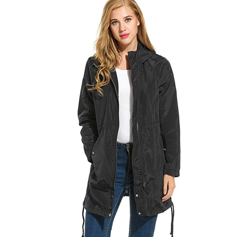 Trenchcoat for kvinner vår høst vindtett vanntett regnfrakk plus size hette vindjakke dameoverdeler ioqrcjvh 481