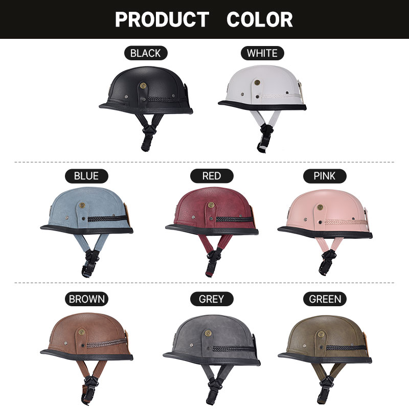 Casque demi-visage en cuir de Style allemand pour moto, prix d'usine, Cap1/2 approuvé par le DOT, casques + lunettes à visage ouvert