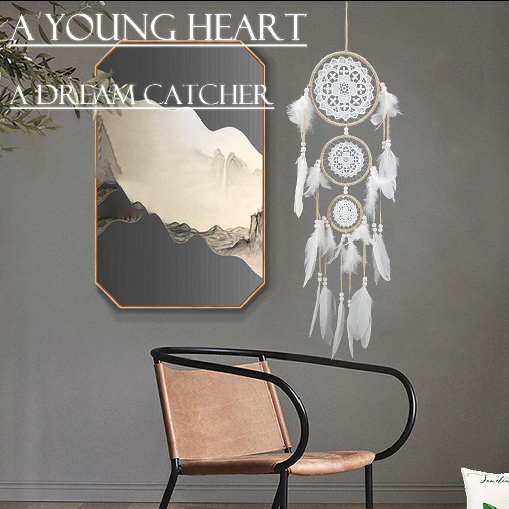 Atrapasueños de encaje atrapasueños decorativos hechos a mano para colgar en la pared, adornos para pared, dormitorio, # BW