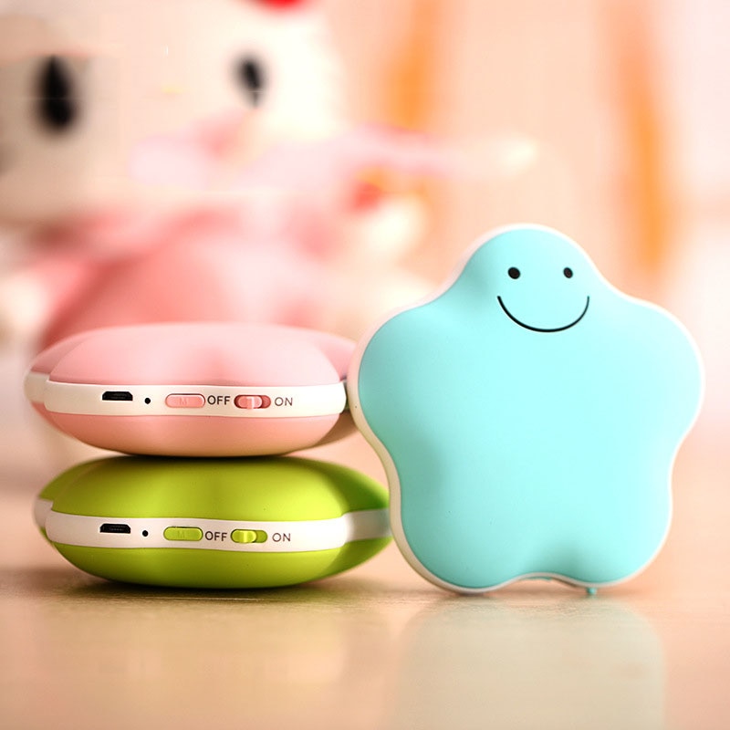 Mini USB Rechargeable Hand Warmer Lucky Star Shape Pocket Hand Warmer Power Bank External Charge Heater Christmas