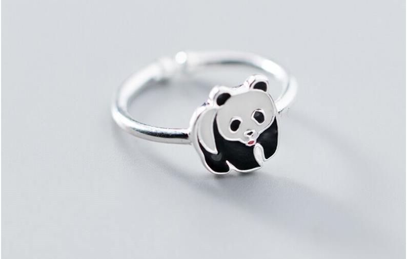 Bohemian Zilver Kleur Panda Ringen Voor Vrouwen Meisjes Grote Vinger Ring Bruids Sieraden Joyas De Plata