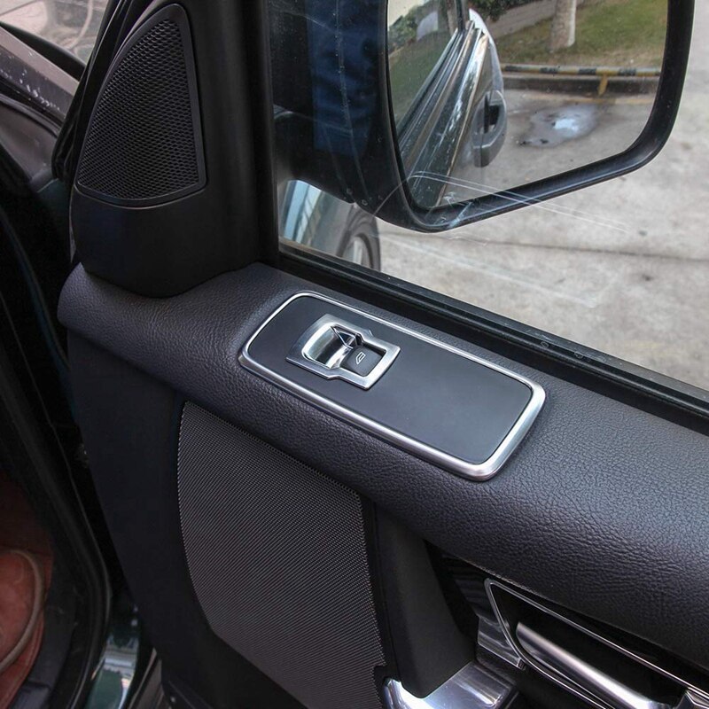 -Chrome Car Door Window Switch Lift Button Cover Trim Frame for for Land Rover Discovery 4 LR4 Range Rover Sport L320 Accesso