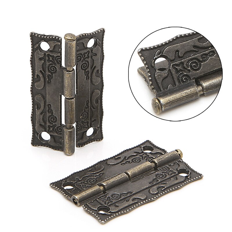 2x Antique Bronze Cabinet Furniture Door Drawer Jewellery Box Hinges 35x28mm
