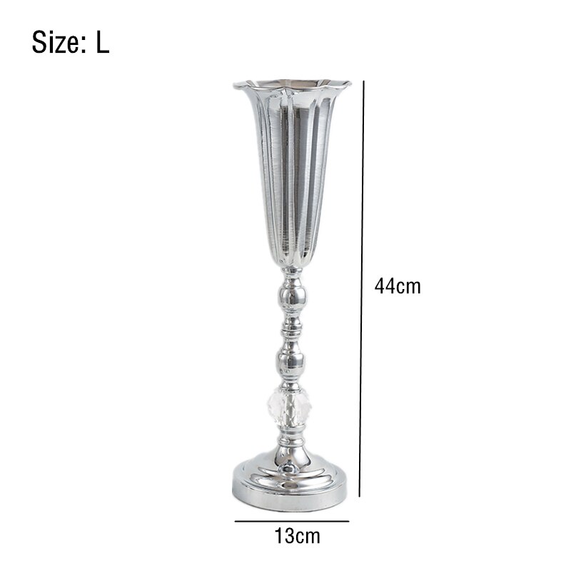 Jarrones de flores de Metal, accesorios de boda, candelabro de hierro chapado en oro, decoración del hogar de boda: Silver L