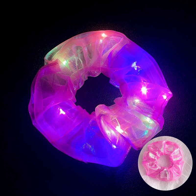 10Pcs LED Light Hair Scrunchies Light Up Scrunchies Elastic Glow Hairbands Hair Scrunchies Glow Mermaid Party favors Supplies: DARK GRAY