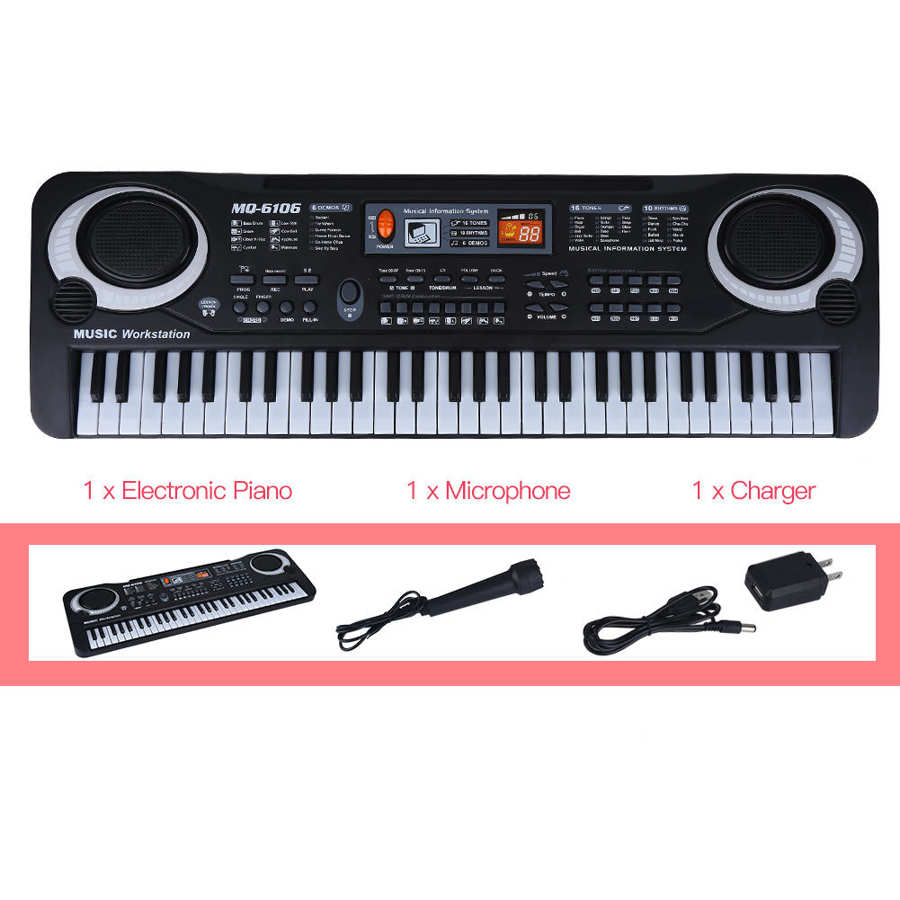 61 -toetsen digitaal elektronisch keyboard & microfoon elektrische led piano orgel highq