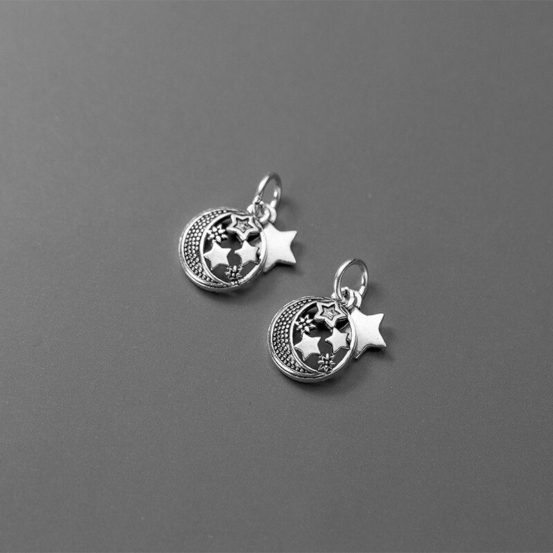 925 Sterling Silber Hohl Ziemlich Mond & Stern Halskette Charms Deocration S925 Silber Romantische Anhänger DIY Phantasie Schmuck Erkenntnisse