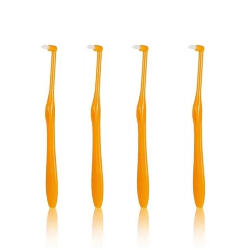 4 Stuks Orthodontische Tandenborstel Puntige Hoofd Zacht Haar Correctie Schoon Tanden Gap Floss Mondhygiëne Tanden Beugel Tandenborstels: Oranje