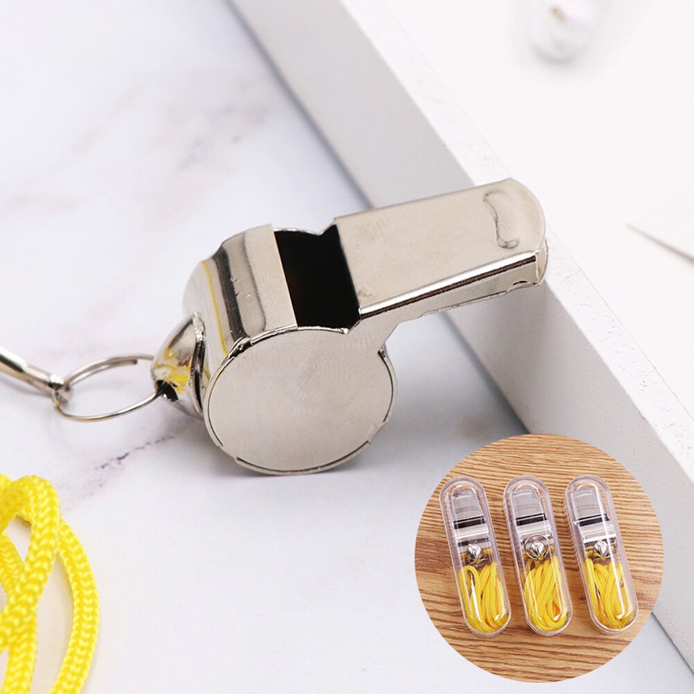 10 stk metallfløyte med snor ekstra høyt dommertrener i rustfritt stål fløyter fotball basketball fotball cheerleaders