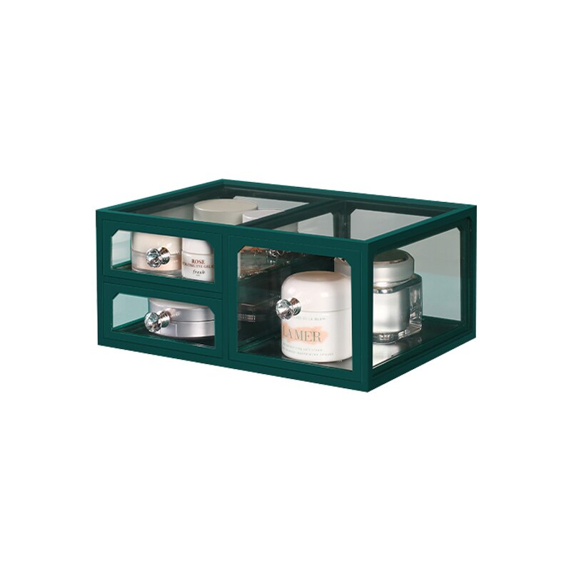 JOYBOS Storage Box Large-Capacity Dressing Table Glass Drawer Cosmetics Skin Care Products Dust-Proof Storage Rack With Lid JX22: StyleB