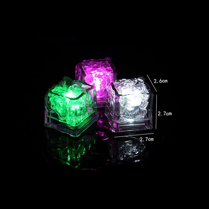 12 stuks Ijsblokjes Licht Multicolor Decoratieve LED Liquid Sensor Ijsblokjes LED Glow Light Up voor Bar Club Bruiloft party Champagne