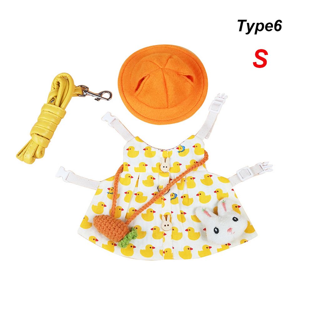 Small Animal Clothing Hamster Guinea Pig Clothes Pet Vest Hat Set Outdoor Rabbit Clothes Harness Strap Leash: Type6-S