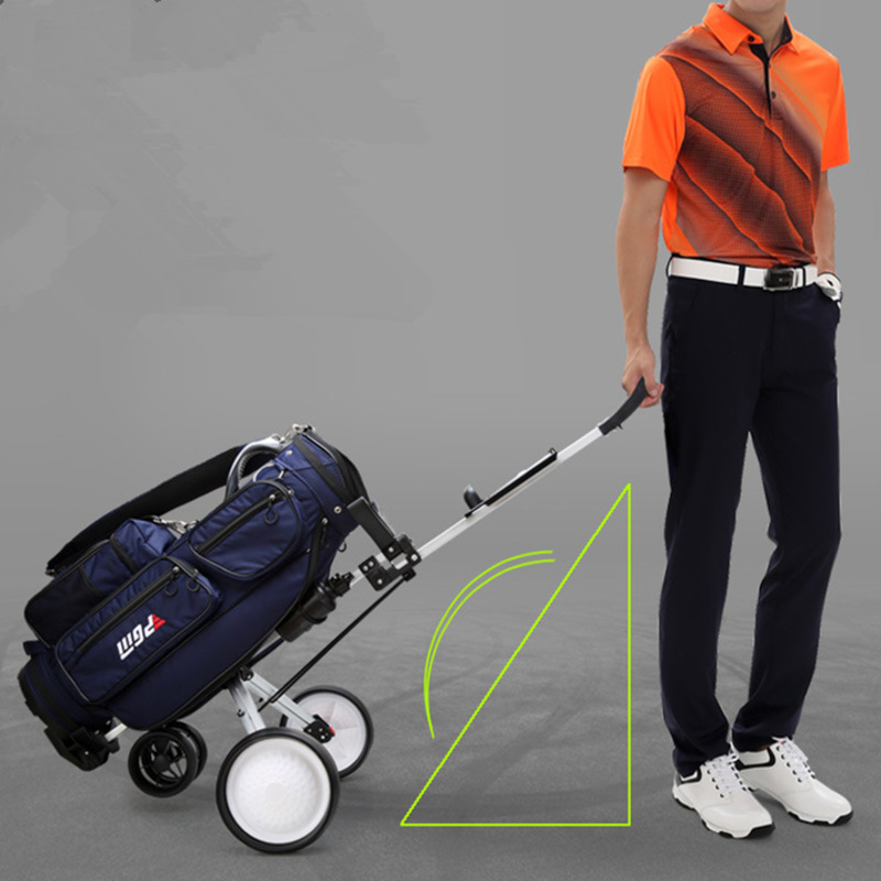 Letvægts foldbar golfvogn aluminiumslegeringsvogn med bremse justerbar push pull golfvogn golfbagholder  m2203