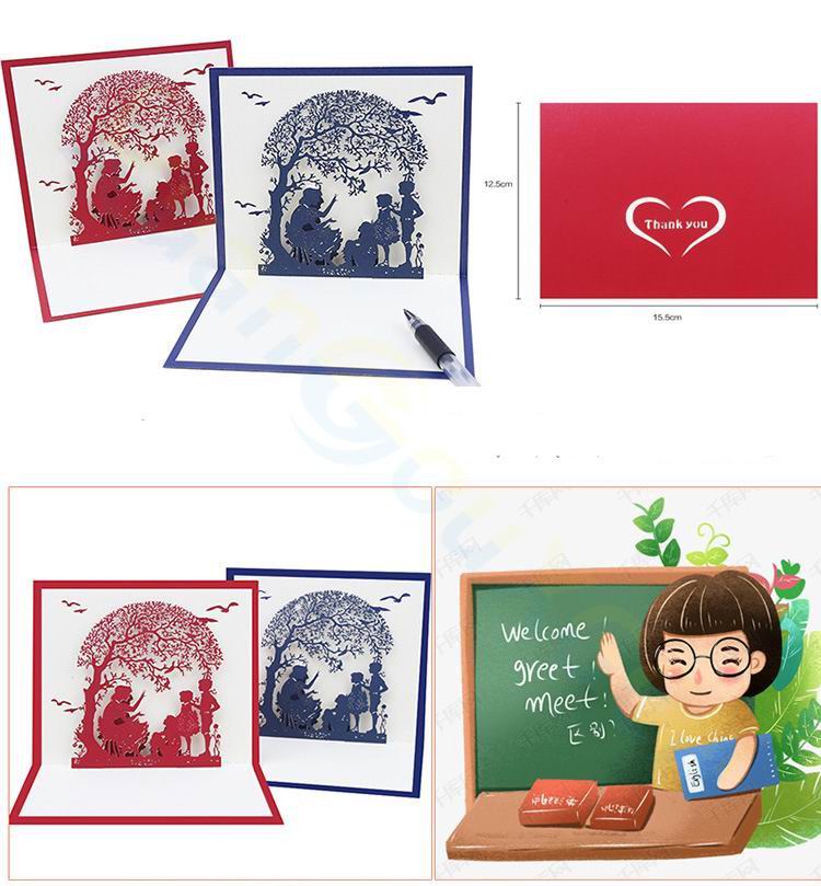 20pcs 3D pop up card teacher's day tree festival greeting card folding student Thanksgiving card teacher thank you card postcard