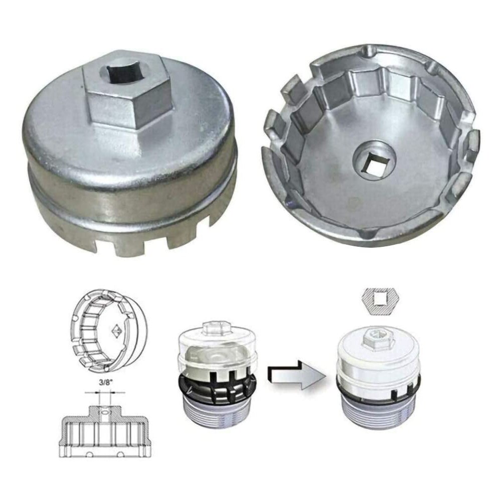 Strumento di rimozione della chiave del cappellaio della chiave del filtro dell&#39;olio del cappuccio dell&#39;automobile di alluminio 65 mm 14 flauti stile della cartuccia per Toyota Lexus Camry RAV4