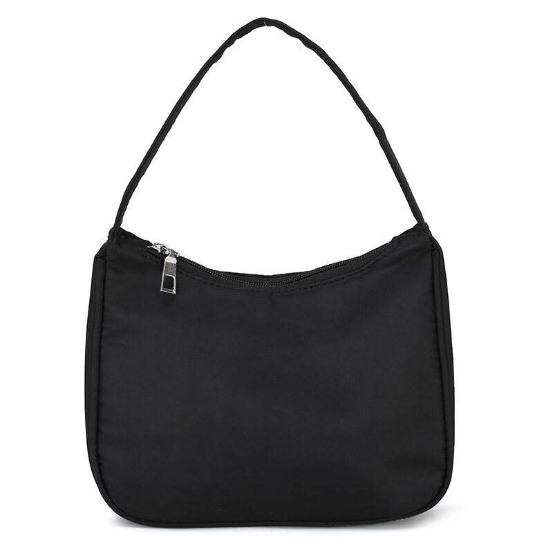 Retro totes tasker til kvinder trendy vintage nylon håndtaske kvindelige små subaxillary tasker afslappet retro mini skuldertaske kendall: Sort håndtaske