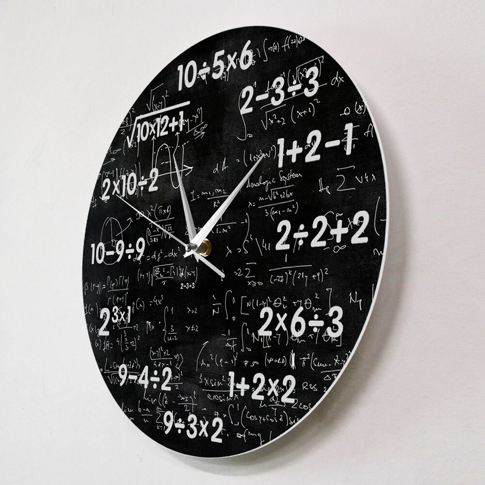 Math Class Black Chalkboard Silent Wall Clock Mathematics Classroom Wall Sign Math Equations Wall Watch Math Nerd Teacher